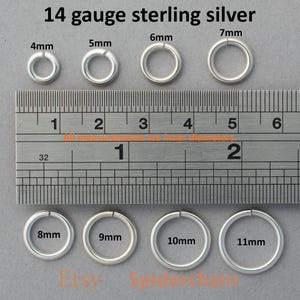 14 gauge sterling silver jump rings - saw cut image 3