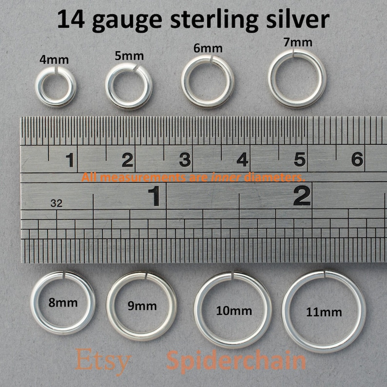 14 gauge sterling silver jump rings - saw cut image 3