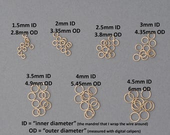22 gauge 14K yellow gold filled jump rings - saw cut