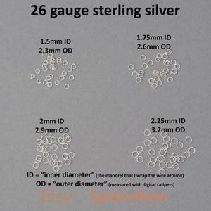 26 gauge sterling silver jump rings - saw cut