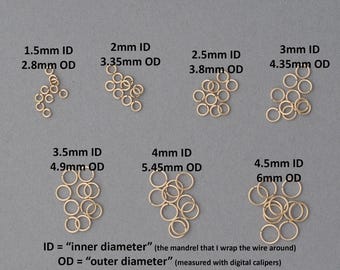 22 gauge 14K yellow gold filled jump rings - saw cut