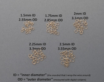 24 gauge 14K yellow gold filled jump rings - saw cut