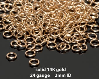 Solid 14K 24ga jump rings - 2mm inner diameter
