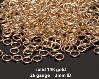 Solid 14K 26ga jump rings - 2mm inner diameter