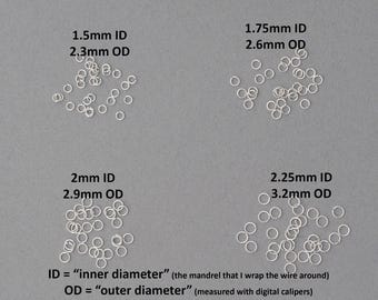 26 gauge sterling silver jump rings - saw cut