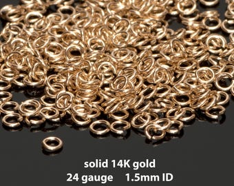 Solid 14K 24ga jump rings - 1.5mm inner diameter