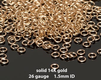 Solid 14K 26ga jump rings - 1.5mm inner diameter