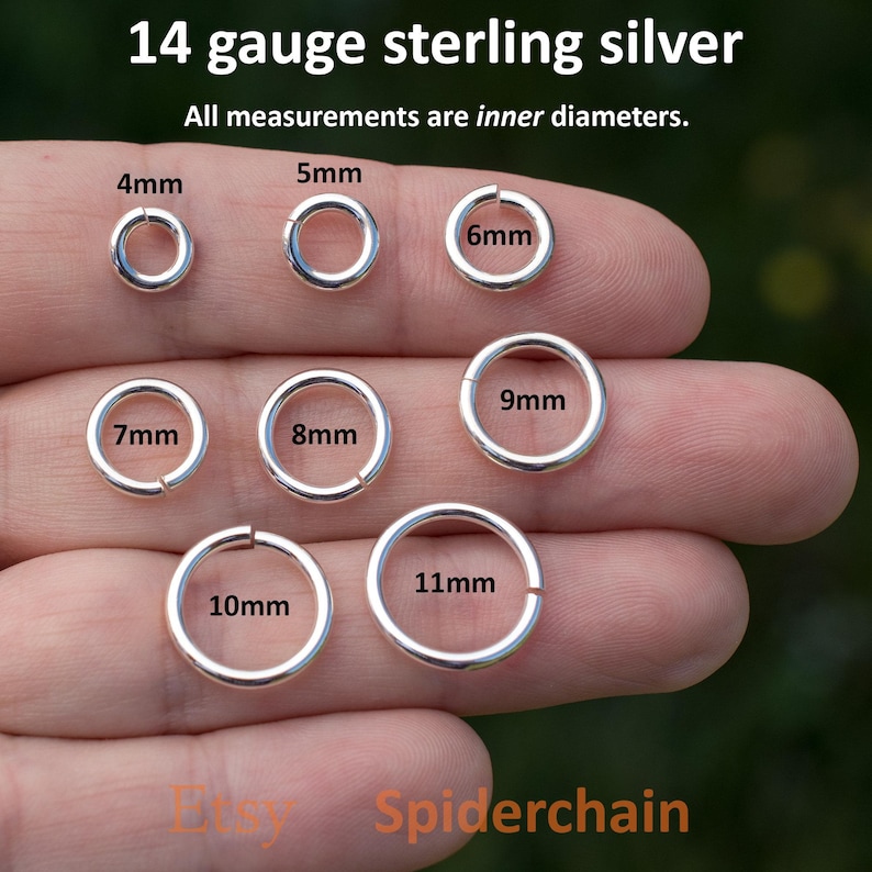 14 gauge sterling silver jump rings - saw cut image 2