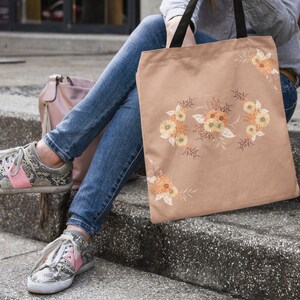 花柄トートバッグ | 自然愛好家へのギフト | 秋の花 | 秋の花 | 美しいトートバッグ | グラフィック キャリーオール | かわいいショルダーバッグ