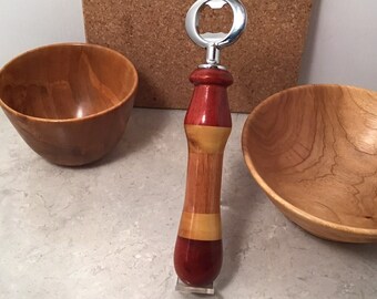 Exquisite exotic wood handled chrome bottle opener