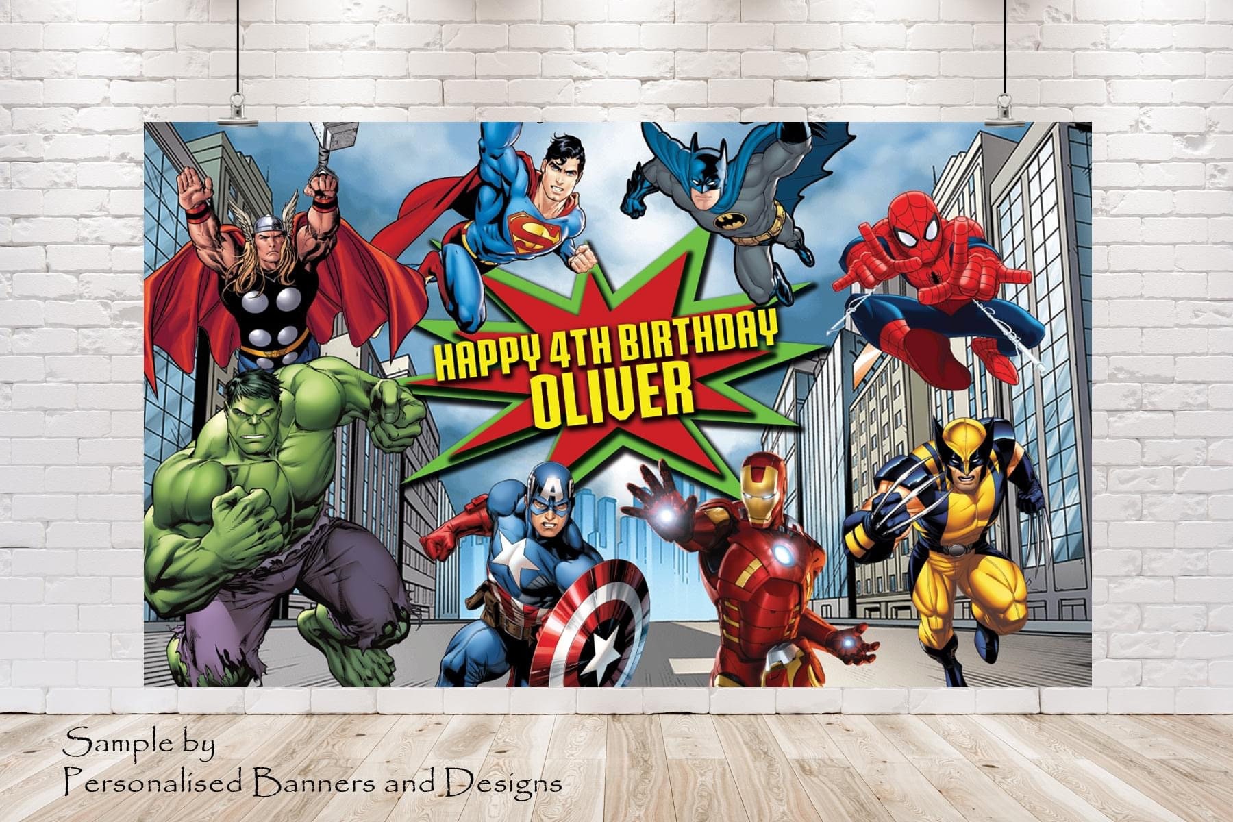 Superheroes Banner / Backdrop DIGITAL FILE / Custom Superhero