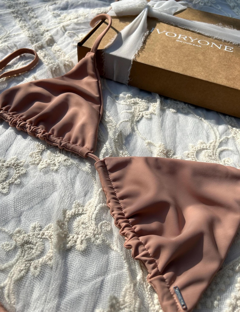 Triangle String Bikini Set in Brown/tan/neutral With Brazilian/cheeky ...