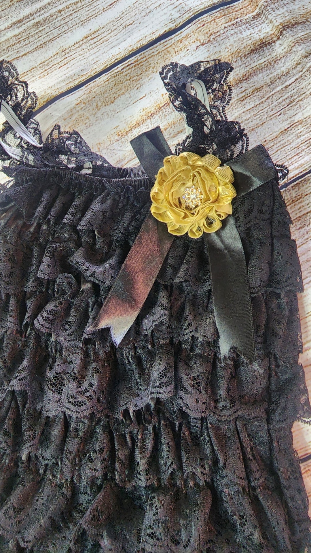 Baby Girl Black Lace Ruffle Romper With Bowknot Headband - Etsy