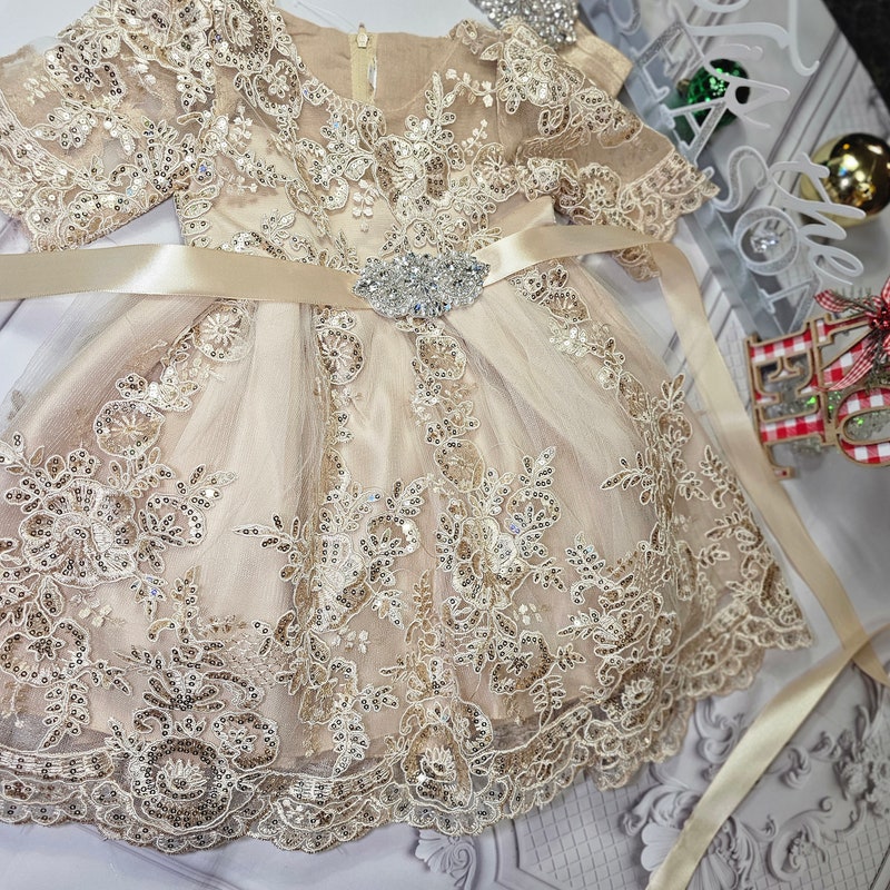 Sweet Champagne A-line Long Flower Girl Dresses, Cute Little Girl Dresses, FG102 main image 0
