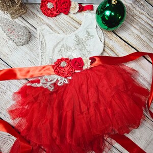 Baby Girl Christmas dress, Holidays tutu red baby girl dress with headband. Holidays Gift set
