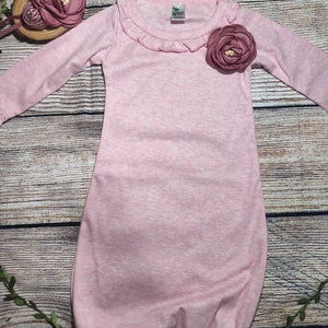 Baby Girl Gown Set, Pink baby Girl  Gown with Headband.