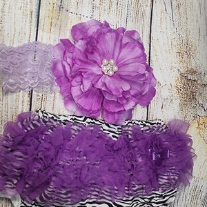 Tutu Purple Bloomer, Baby Girl Cover Diaper, Photo Prop Outfit with Headband