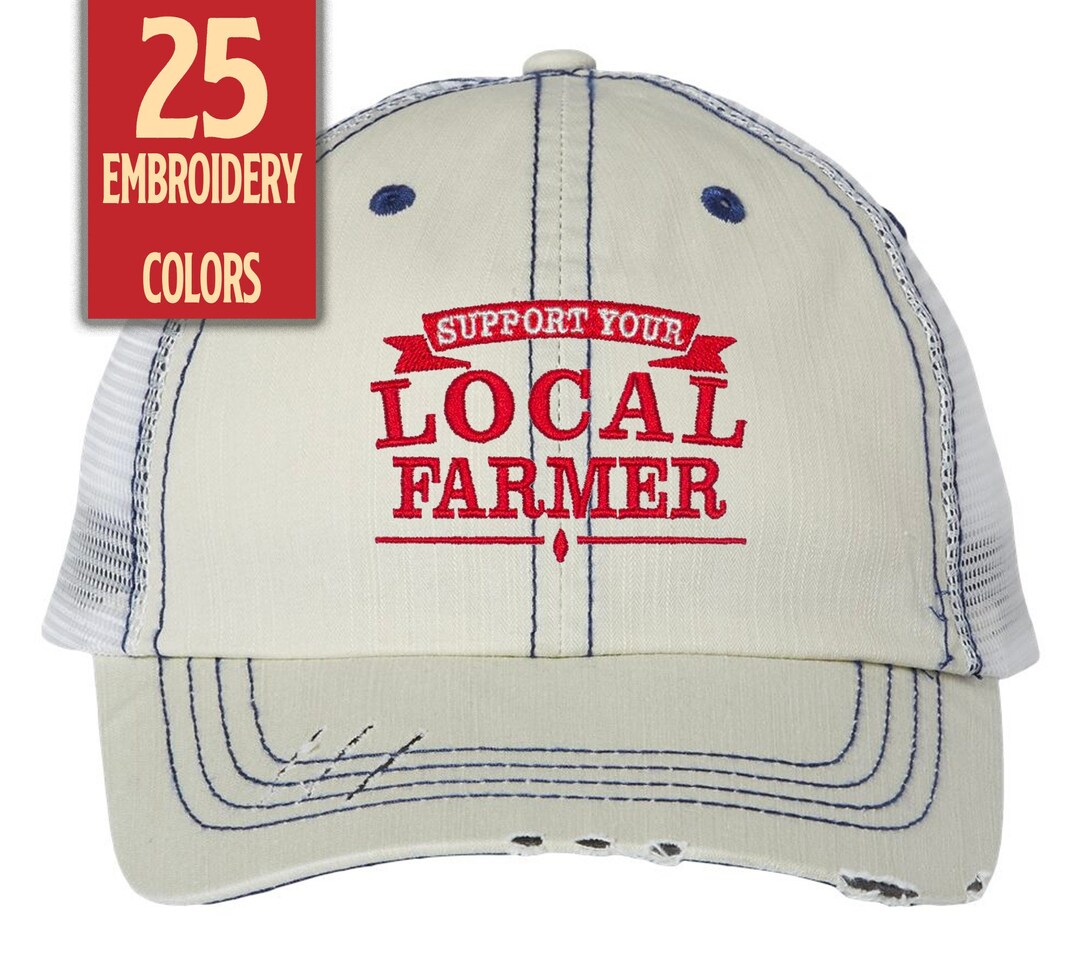 Local Farmer Herringbone Trucker Hat Cap Farming Apparel Tractor