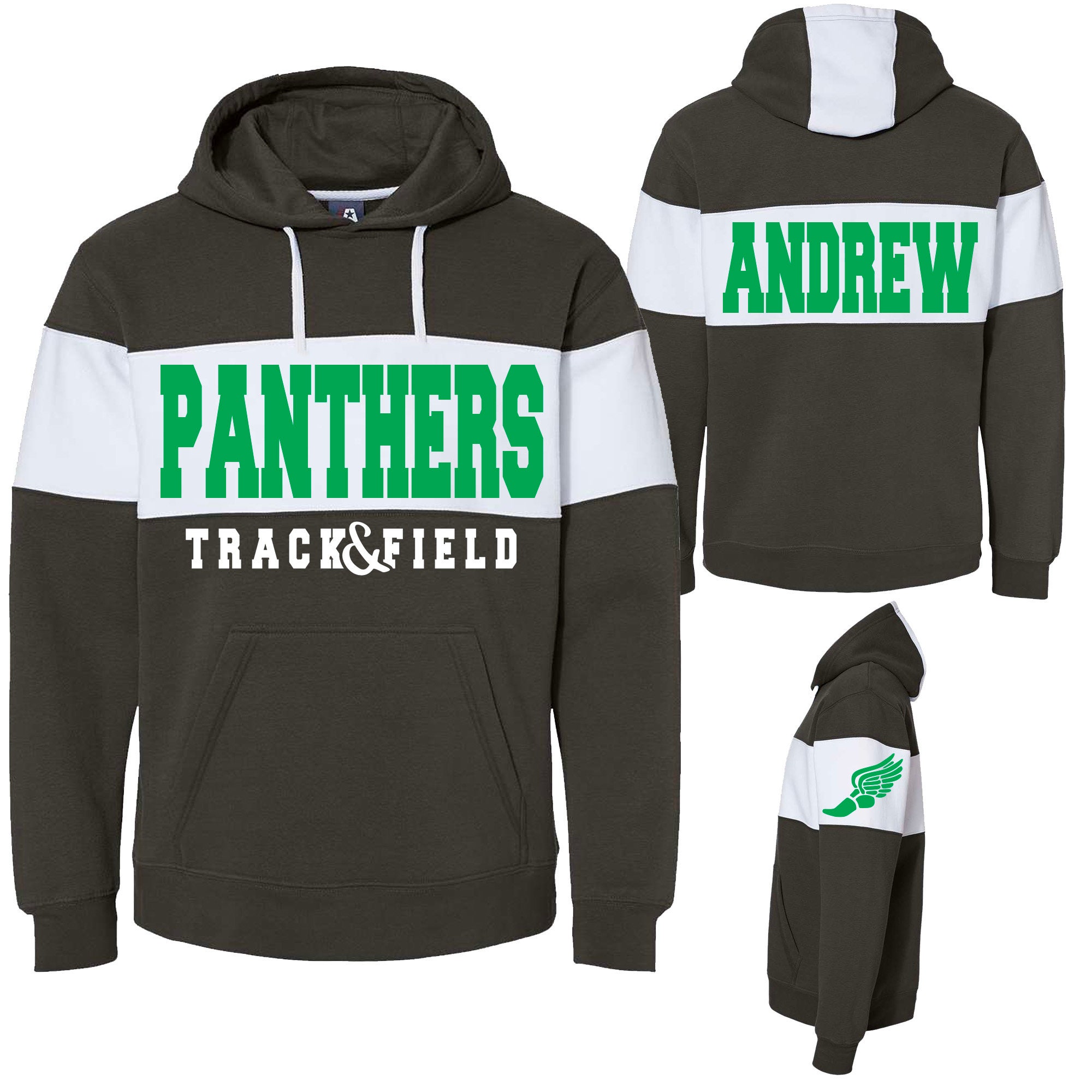 Black Panther Hockey Sweatshirt in Green Contrast