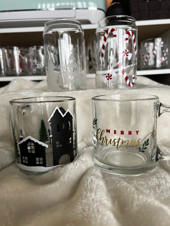Candy Canes and Peppermint Glass Cup Libbey, Christmas
