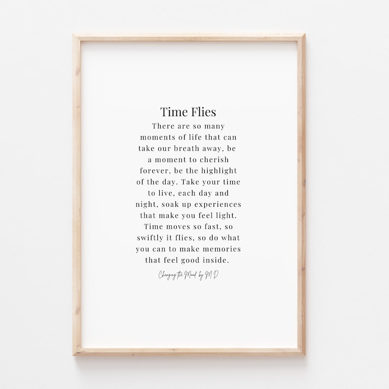 Time Flies Original Poem Print A4 and A3 Download Etsy