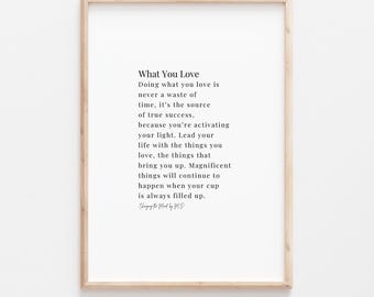 What You Love Printable Wall Art | Inspirational Quote Print | Motivational Wall Art | Do What You Love | Positive Mindset Decor