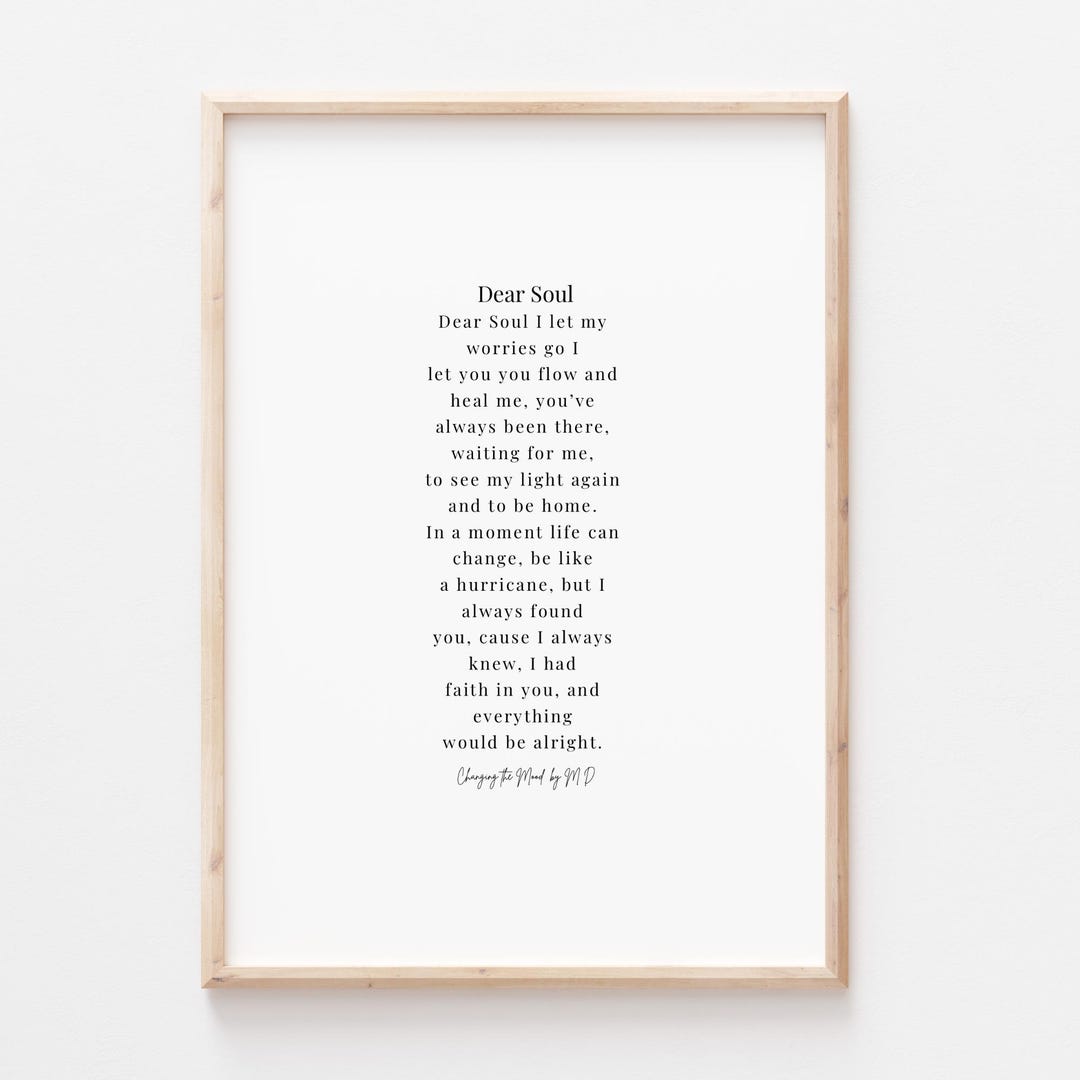 Dear Soul - Original Poem Print (A4 and A3 Download) - Etsy