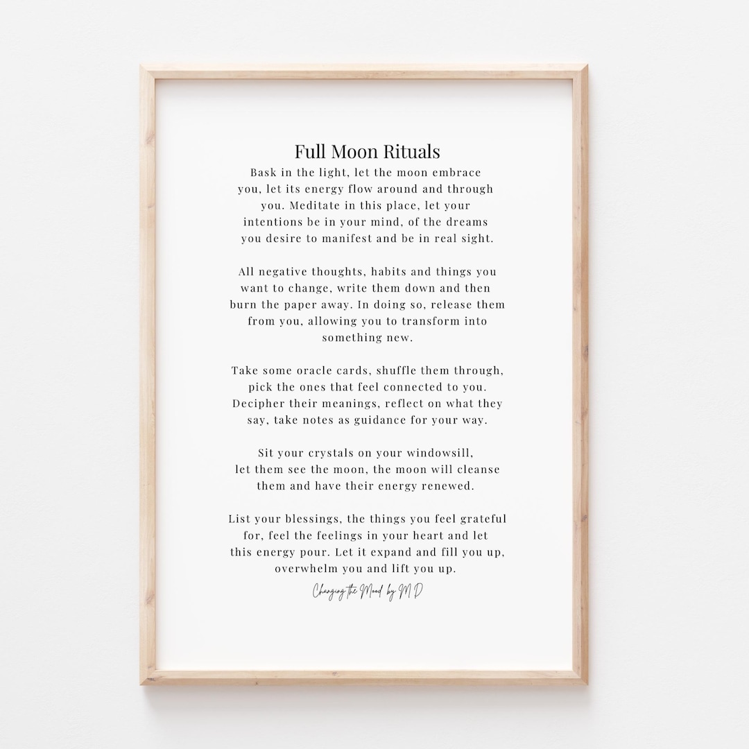 Full Moon Rituals - Original Poem Print (A4 and A3 Download) - Etsy
