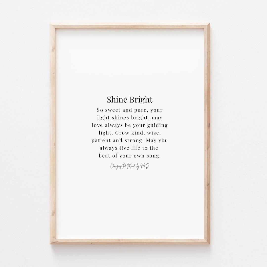 Shine Bright Original Poem Print A4 and A3 Download Etsy