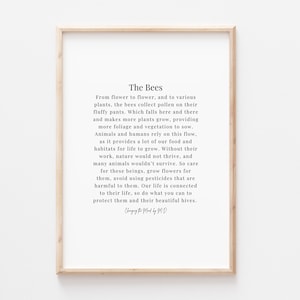 The Bees - original poem print (A4 and A3 download) honey bee wall art bumble bee decor