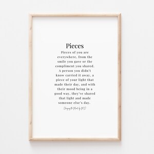 Pieces - original poem print - A4 and A3 download