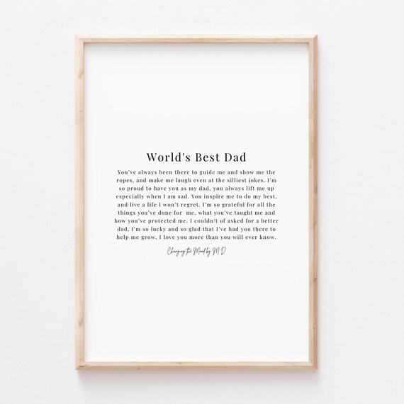 World’s Best Dad Poem Print | Father’s Day Gift from Son or Daughter | Printable Dad Gift | Meaningful Father Poem | Digital Download Wall