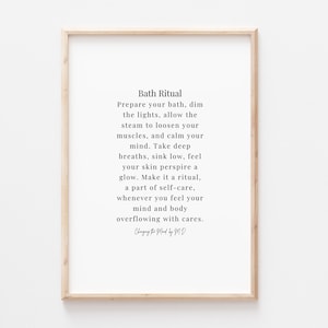 Bath Ritual - original poem print (A4 and A3 download) spa decor salon decor