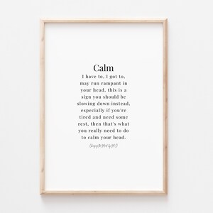 Calma - poema original impreso (descargar en A4 y A3)