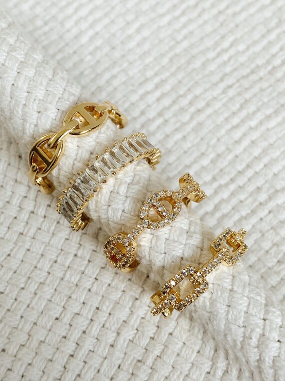 Bagues CDBagues en zircon plaqué or 18K Bagues en or CZ Etsy France