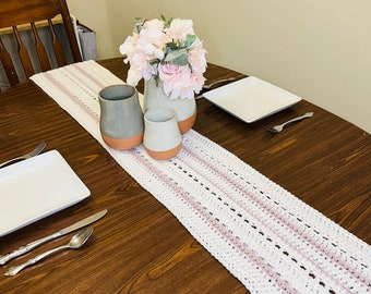 LILLY Crochet Table Runner PDF Pattern, Delicate Textured Boho Runner