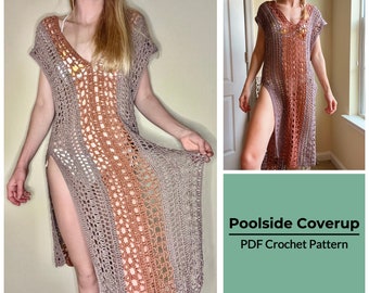 POOLSIDE PDF Crochet Pattern | Crochet Cutout Swim Coverup with Slit