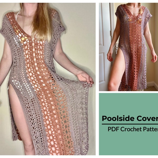POOLSIDE PDF Crochet Pattern | Crochet Cutout Swim Coverup with Slit