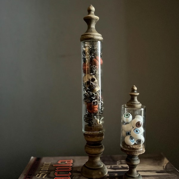 Halloween Apothecary Jars | Skulls | Eyes | Pumpkins | Bones | Home Decor | Knick Knacks | Curio | Oddities | Gift |