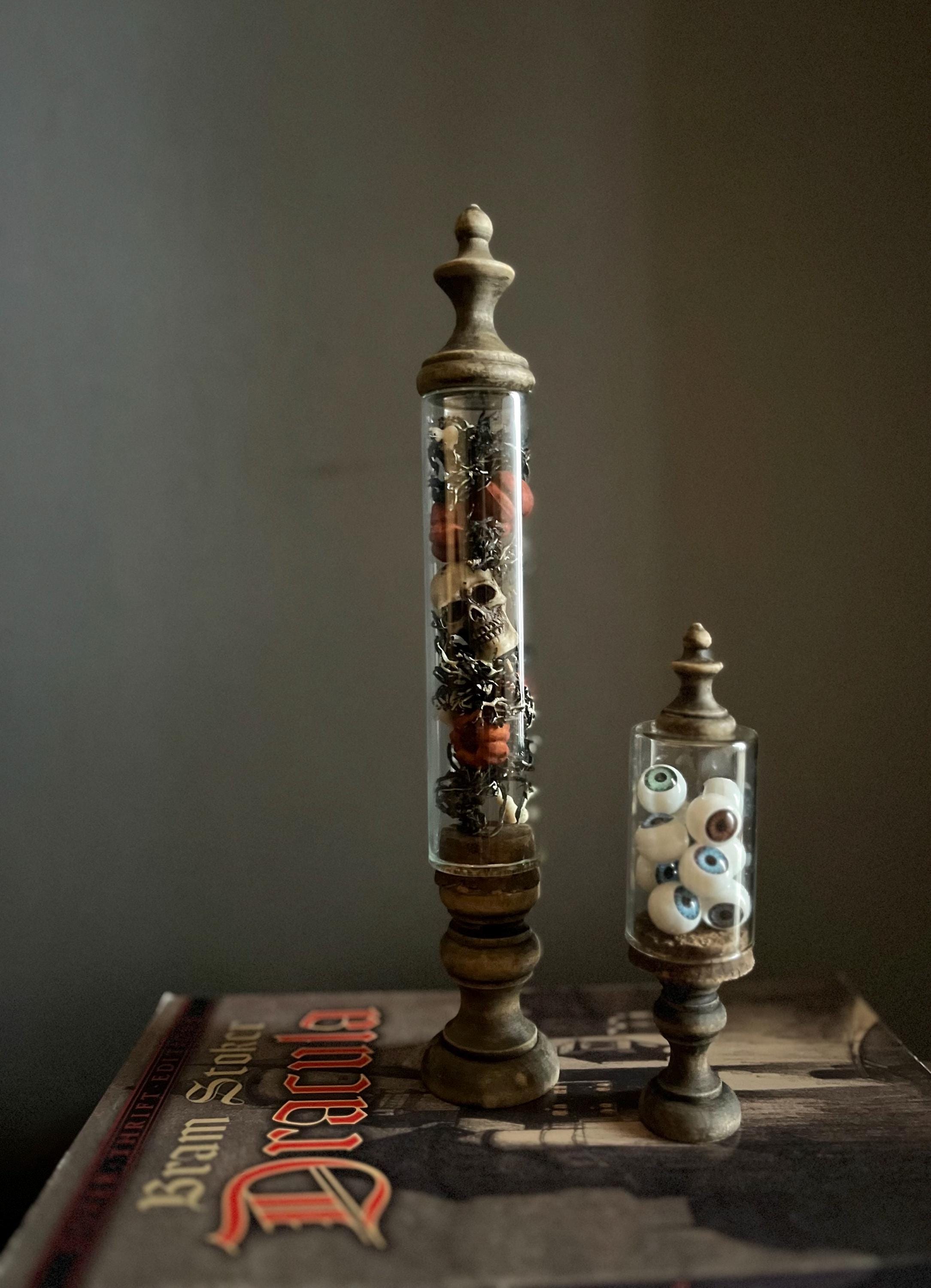 Halloween Apothecary Jars | Skulls | Eyes | Pumpkins | Bones | Home Decor | Knick Knacks | Curio | Oddities | Gift |