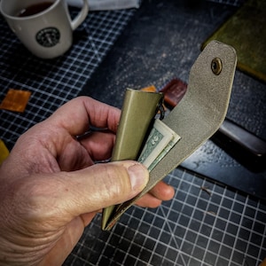 Small Handmade Leather Wallet with Snap Closure- Gift image 12