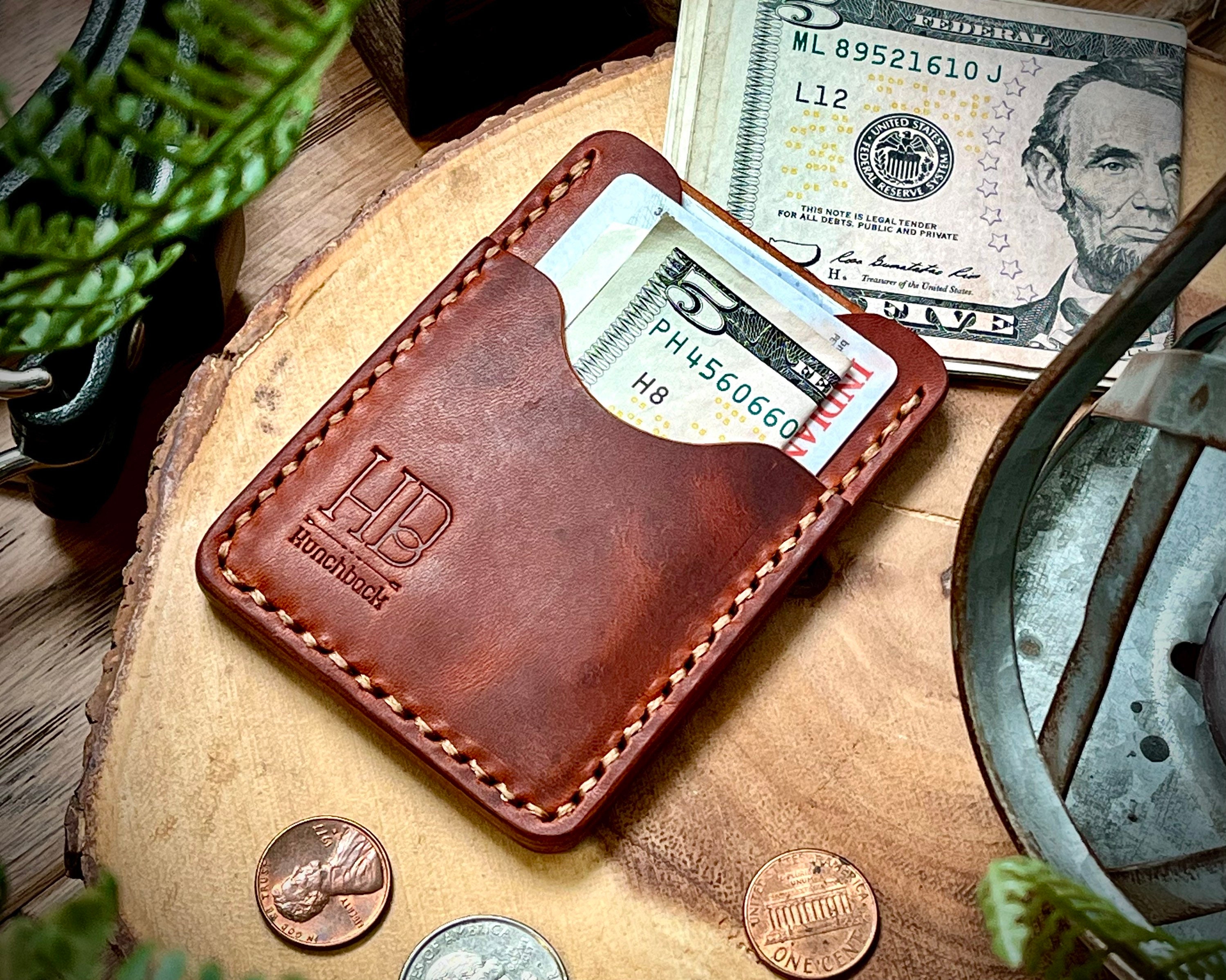 Genuine Leather Black Minimalist Wallet, Card Holder Pocket Slim Wallet  Benchmad