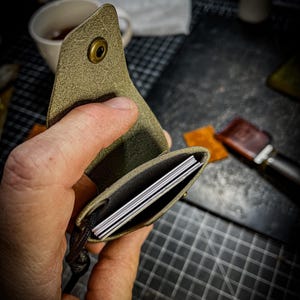 Small Handmade Leather Wallet with Snap Closure- Gift image 11