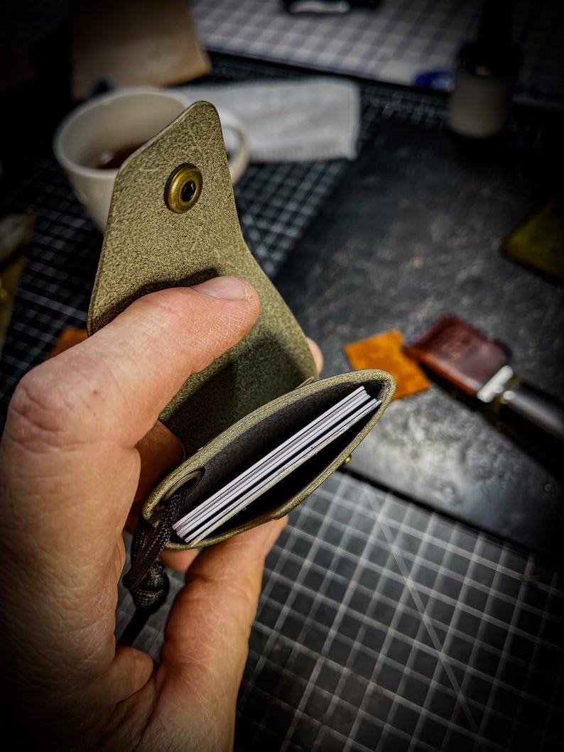 Small Handmade Leather Wallet with Snap Closure- Gift image 11