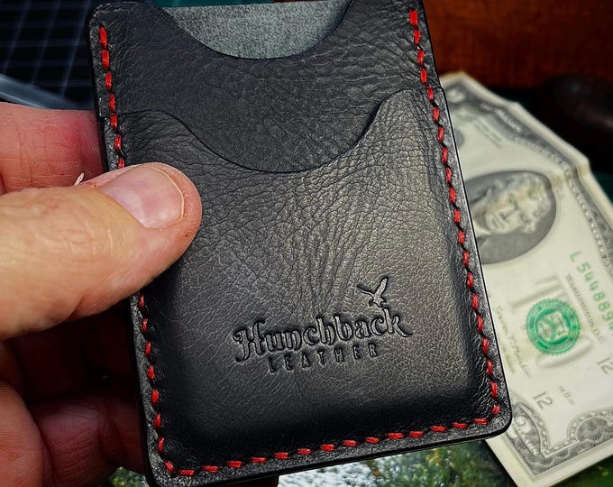 Minimalist Handmade Leather Wallet- Full-Grain- Front Pocket- Gift