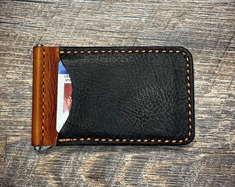 Money Clip Wallet, Full Grain Leather Wallet , Handmade Wallet, Mens Wallet, Vegetable Tanned Leather