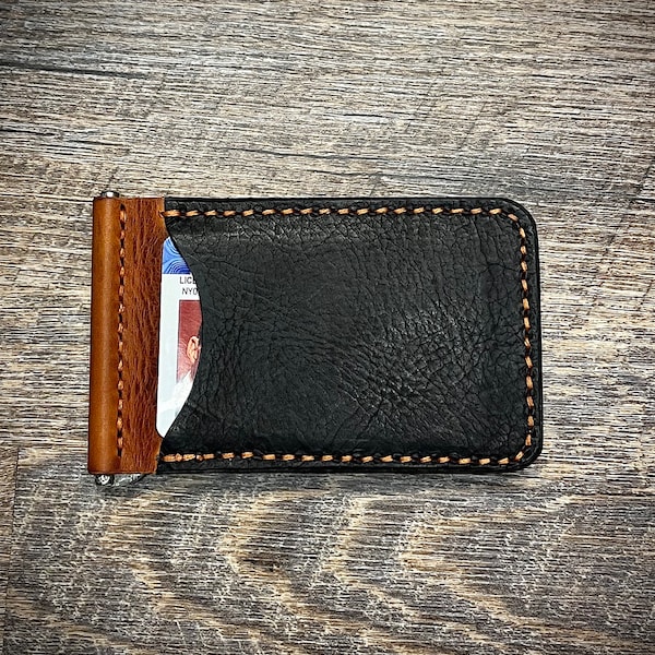 Money Clip Wallet, Full Grain Leather Wallet , Handmade Wallet, Mens Wallet, Vegetable Tanned Leather