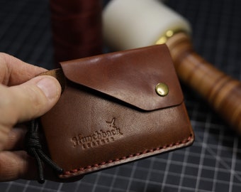 Horizontal Clasp Wallet, Snap Wallet, Handmade Leather Wallet, Minimalist Wallet,