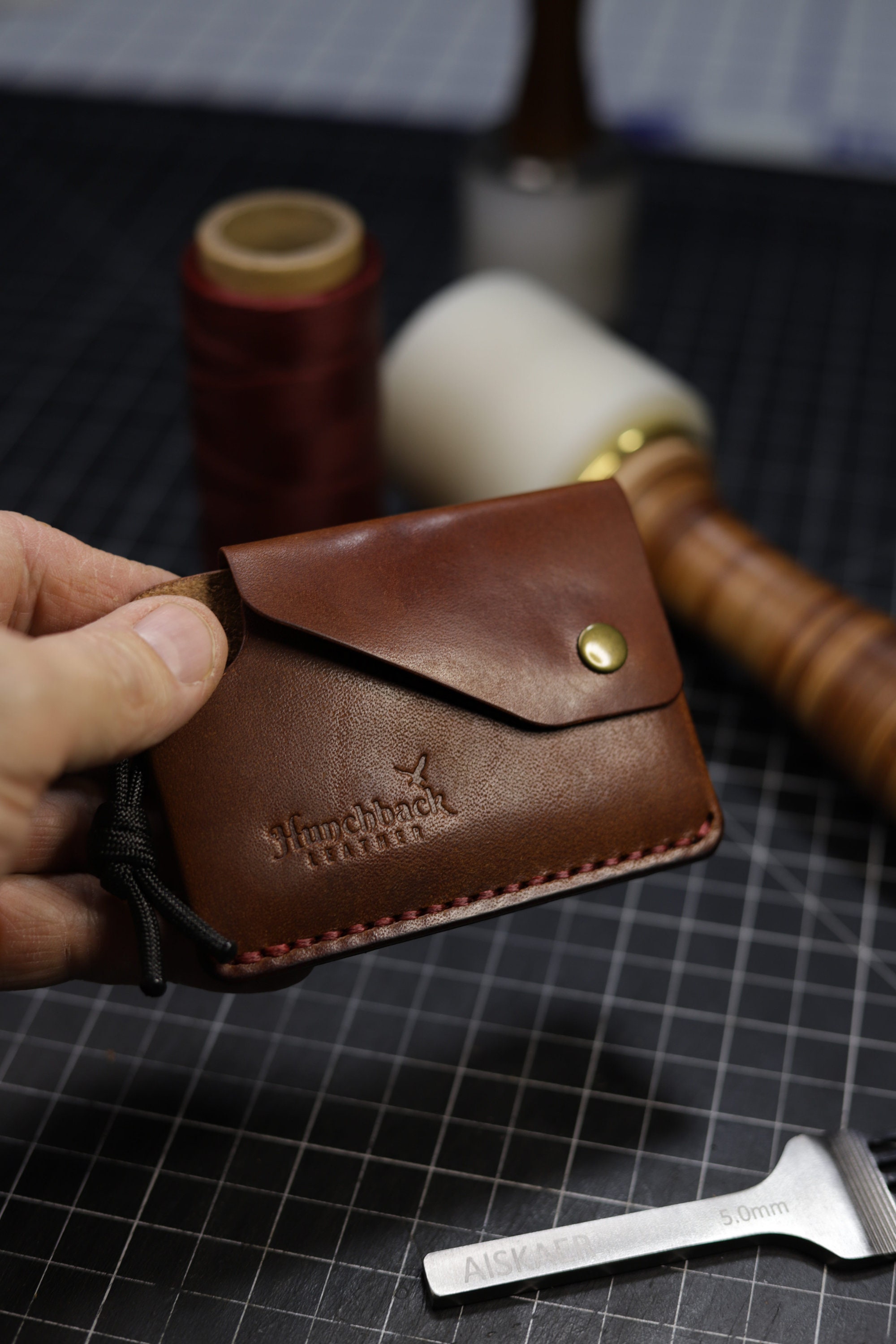 Handmade Minimalist Full Grain Leather Wallet With Snap Handmade Minimalist Full Grain Leather Wallet With Snap