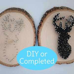 String Art Deer on Live Edge Basswood. Choose Fully Finished Artwork or the DIY Craft Kit